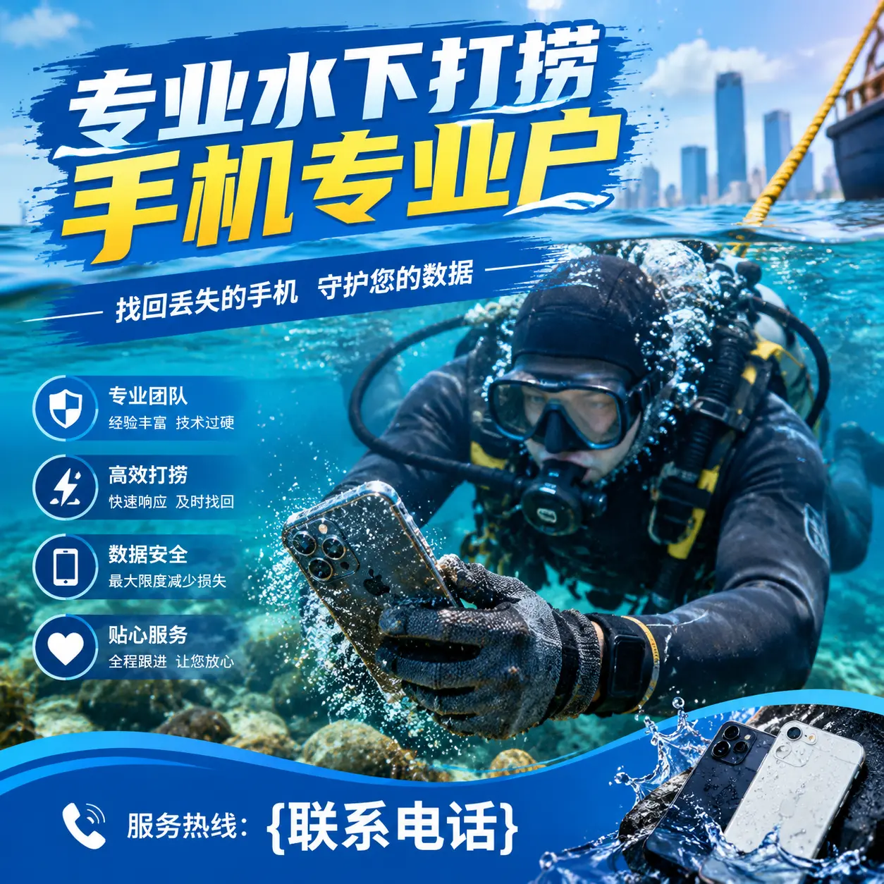 江岸专业水下打捞手机专业户