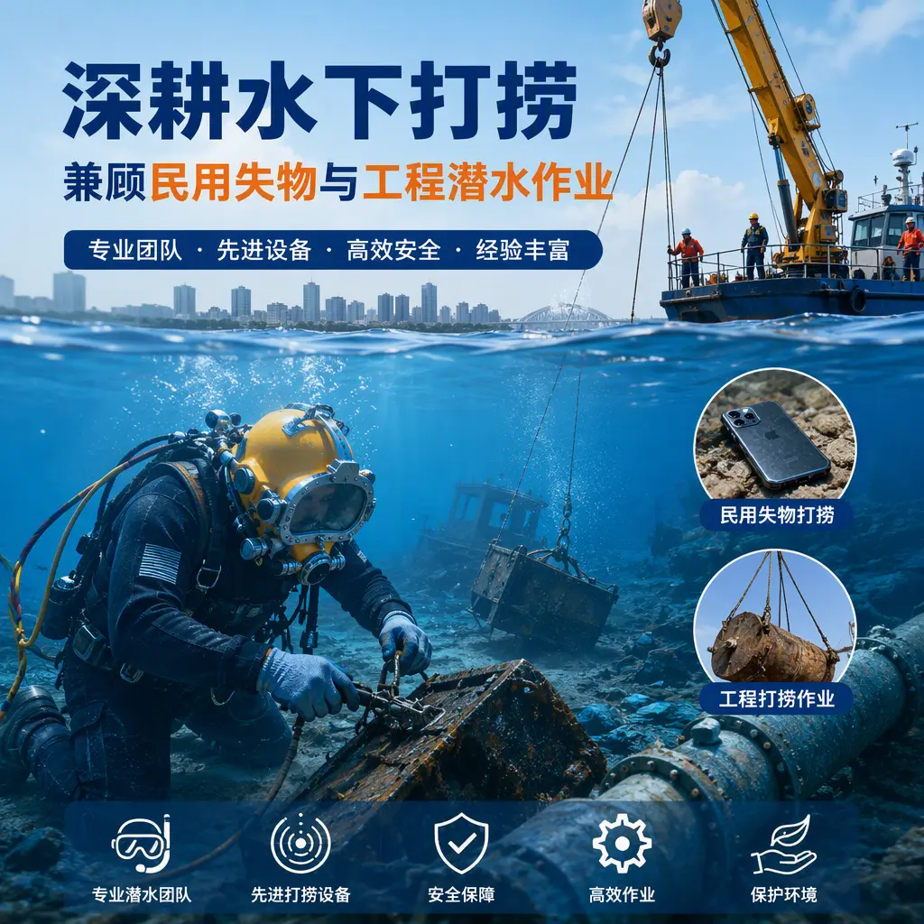 深耕水下打捞,兼顾民用失物与工程潜水作业江岸